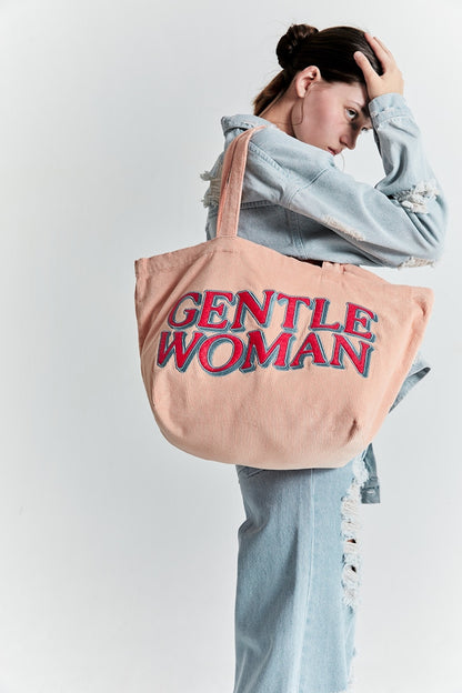 GENTLEWOMEN - CORDUROY TOTE (GREEN/PINK/BROWN) )